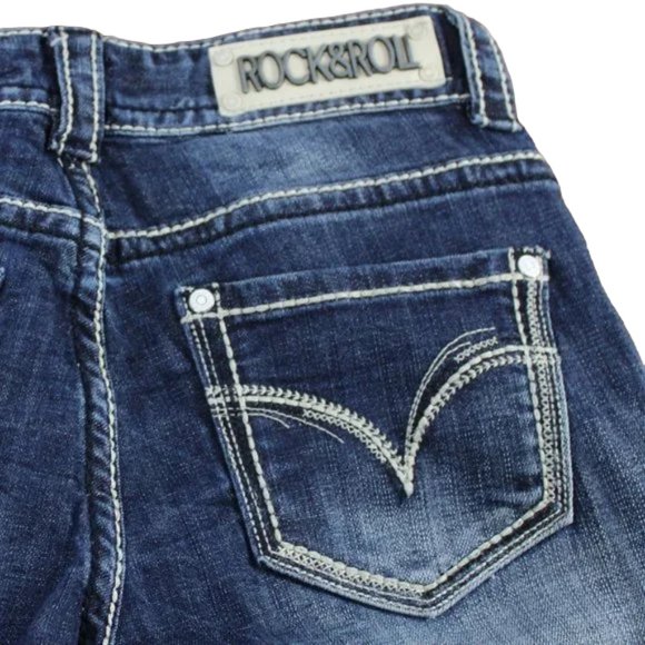 Rock & Roll Cowgirl Blue Fade Distressed Boyfriend Boot Jean 27/31 - Picture 7 of 9